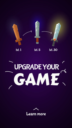 Ontwerpsjabloon van Instagram Story van Advertentie voor game-upgrade