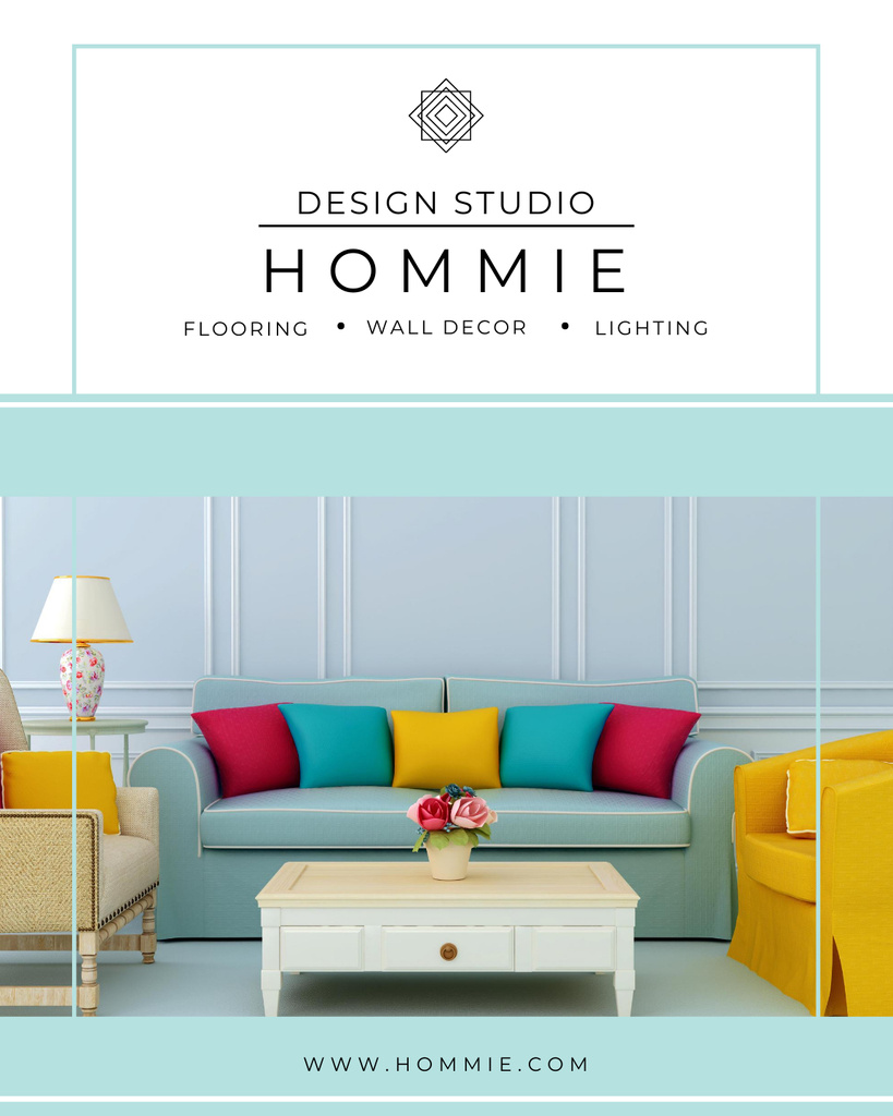 Furniture Sale with Interior in Bright Colors Poster 16x20in Šablona návrhu