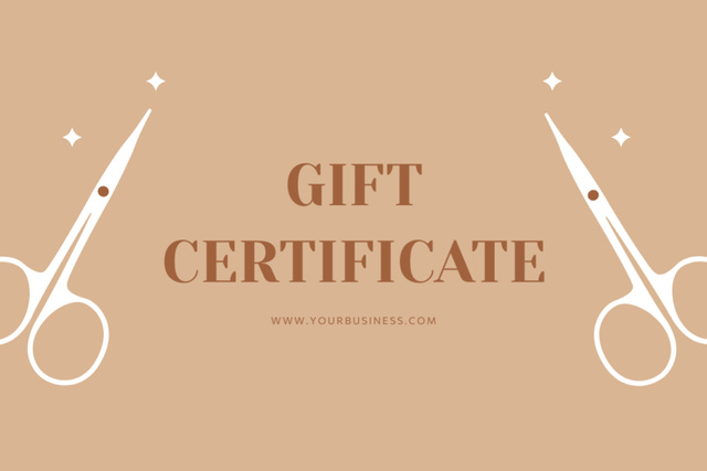 Gift Voucher for Manicure Tools with Scissors Gift Certificate Design Template