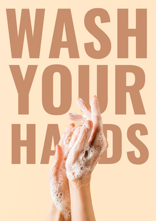 Hands Washing Motivation Poster Design Template
