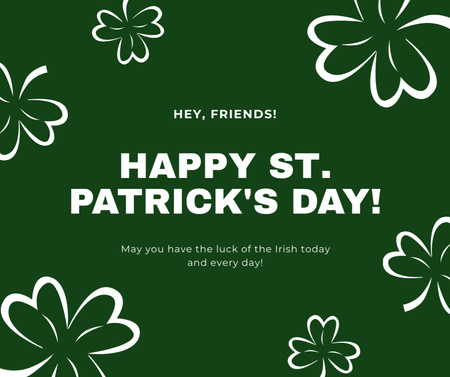 Holiday Wishes for St. Patrick's Day on Green Facebook Design Template