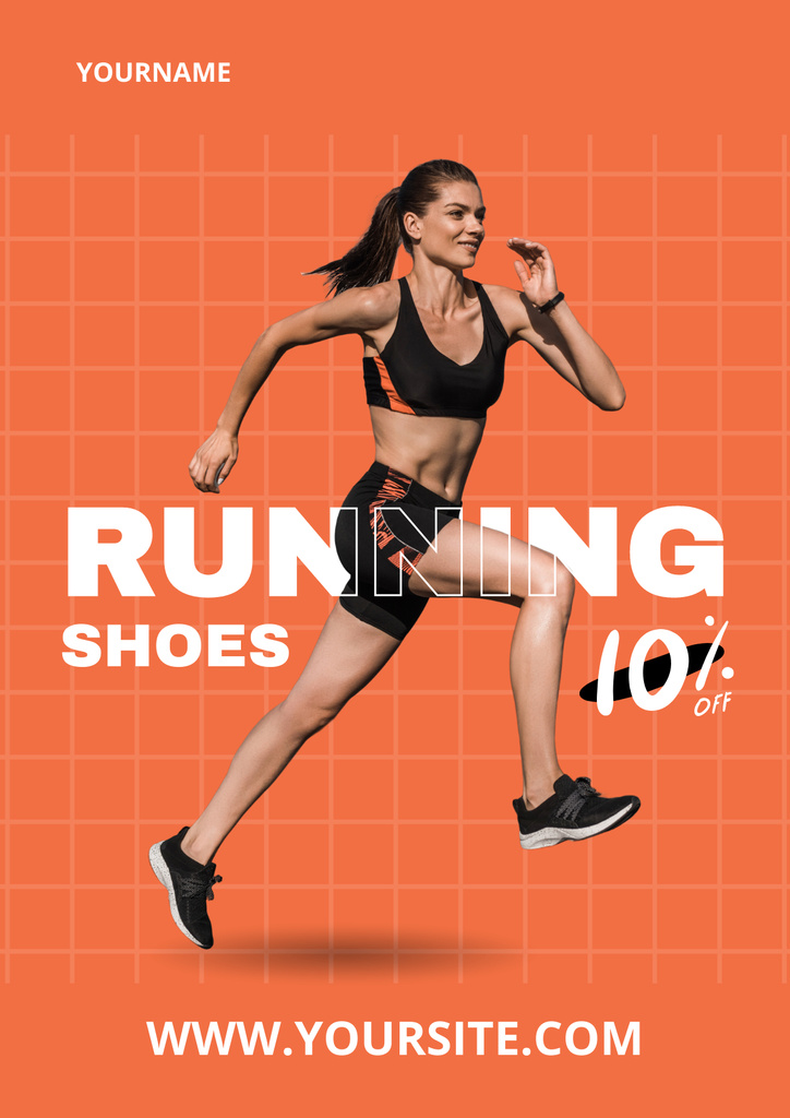 Comfy Running Shoes With Discount Poster Πρότυπο σχεδίασης