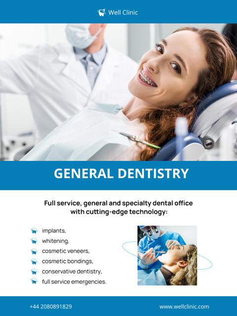 Proposal of Professional Dentist Services Poster US Modelo de Design