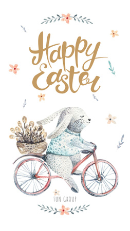 Easter Bunny riding bicycle Instagram Story tervezősablon