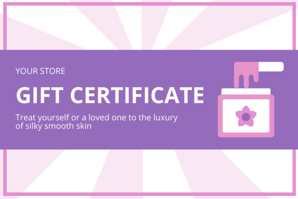 Gift Voucher for Waxing on Purple Gift Certificate Design Template