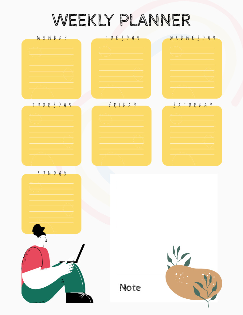 Weekly Notes with Cartoon Illustration Notepad 8.5x11in Modelo de Design