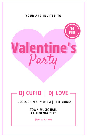 Valentine's Day DJ Party Announcement Invitation 4.6x7.2in Design Template