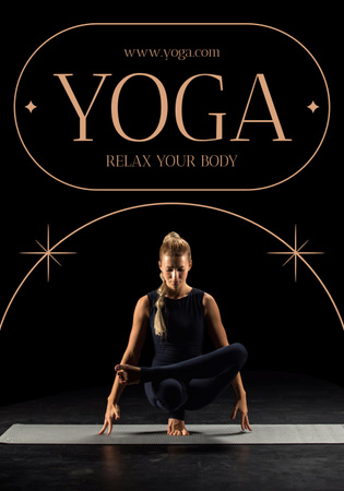 Plantilla de diseño de mujer practicando yoga en la estera Poster 28x40in 