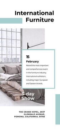 Furniture Show Bedroom in Grey Color Flyer 3.75x8.25in Design Template