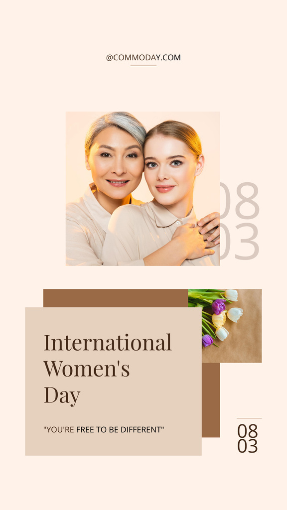 Ontwerpsjabloon van Instagram Story van Senior and Young Women on International Women's Day