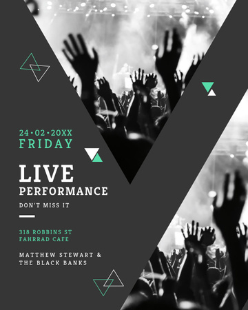 Live Performance announcement Crowd at Concert Poster 16x20in Design Template