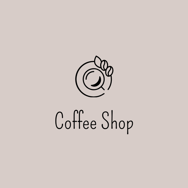 Ontwerpsjabloon van Logo 1080x1080px van Coffee House Emblem with Cup and Coffee Beans on Saucer
