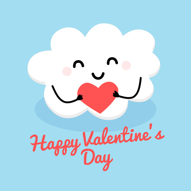 Doves Putting Heart on Cake on Valentine's Day Animated Post Modelo de Design