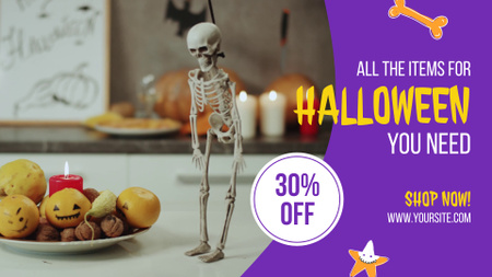 Creepy Stuff And Decor For Halloween With Discount Full HD video Design Template