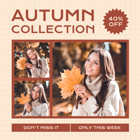 Plantilla de diseño de Preciosa oferta de rebajas de otoño y jersey Instagram 