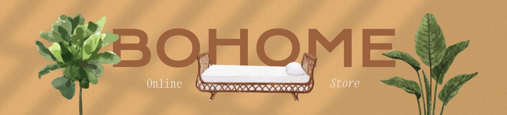 Lovely Home Decor Offer in Boho Style With Bed Ebay Store Billboard Πρότυπο σχεδίασης