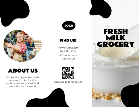 Plantilla de diseño de Promoción de leche fresca en comestibles Brochure 8.5x11in 