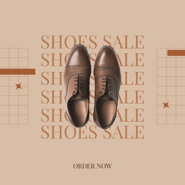 Designvorlage Male Shoes Sale Ad in Beige für Instagram