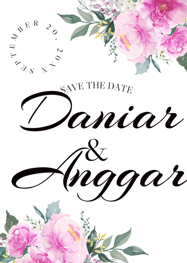 Szablon projektu Save the Date of Wedding in Floral Frame Invitation