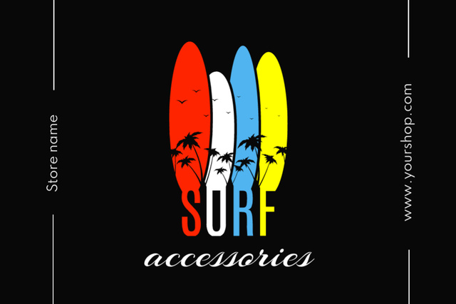 Surf Accessories Offer in Black Postcard 4x6in – шаблон для дизайну