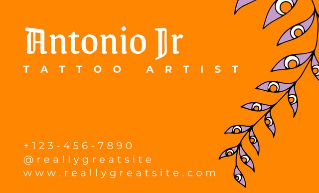 Illustrated Snail And Tattoo Studio Service Offer Business Card 91x55mm Modelo de Design