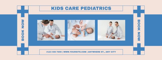 Plantilla de diseño de Services of Pediatric Clinic Facebook cover 
