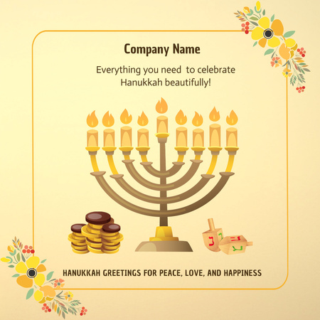 Hanukkah Greetings with Kosher Products Instagram Design Template