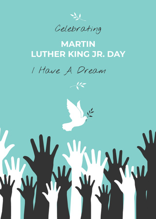 Template di design Fantastica celebrazione del Martin Luther King Day con la colomba Postcard 5x7in Vertical