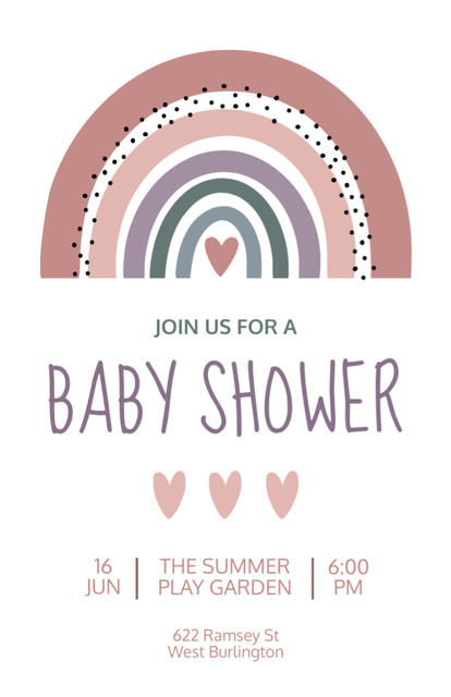 Delightful Baby Shower Announcement With Rainbow Illustration Invitation 5.5x8.5in Πρότυπο σχεδίασης