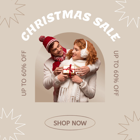 Christmas Gifts Sale Grey Instagram AD Design Template