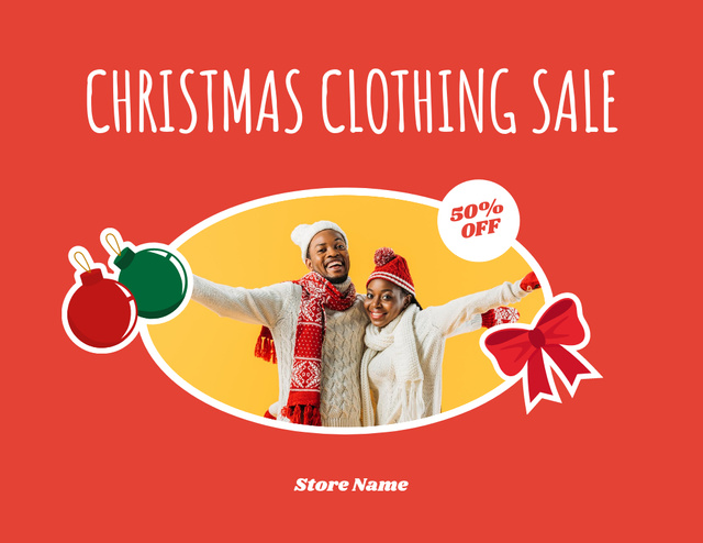 Festive Christmas Apparel At Discounted Rates Offer Flyer 8.5x11in Horizontal Design Template