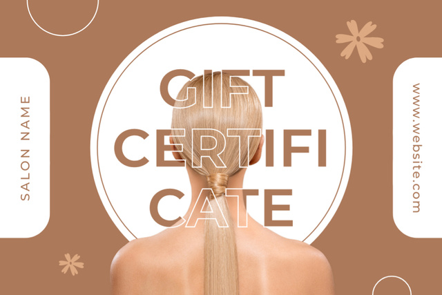 Template di design Beauty Salon Ad with Woman with Glowing Long Hair Gift Certificate