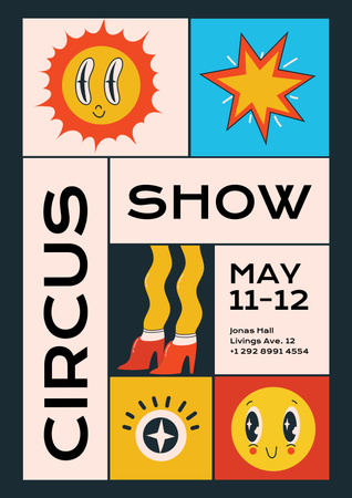 Bright Announcement of Circus Show Poster Design Template
