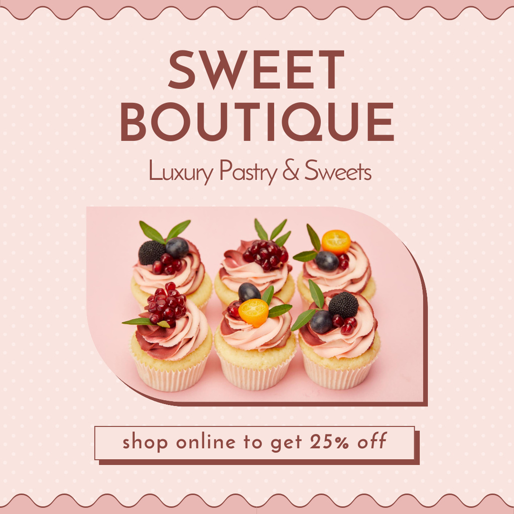 Luxury Pastry and Sweets Boutique Instagramデザインテンプレート