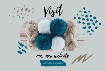 Website Ad with Skeins of Wool Poster 24x36in Horizontal Design Template