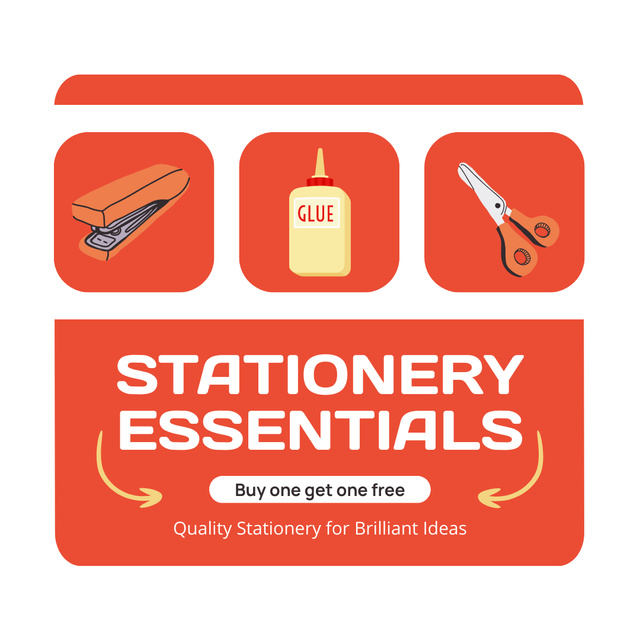 Promotional Deal On Stationery Essentials Instagram AD – шаблон для дизайну