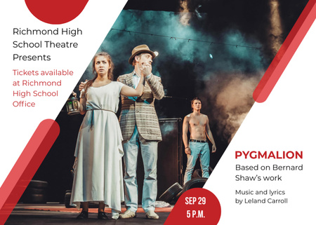 Theater Invitation Actors in Pygmalion Performance Postcard 5x7in Design Template