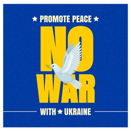 Modèle de visuel pigeon avec phrase non à la guerre en ukraine - Logo