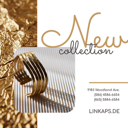 Оголошення колекції ювелірних виробів з оригінальною золотою каблучкою Instagram – шаблон для дизайну