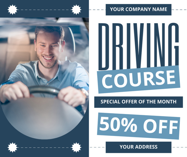 Template di design Monthly Special Price For Driving Course Offer Facebook