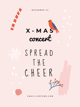 Christmas Concert Announcement with Bird Poster 36x48in Design Template