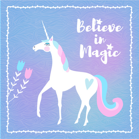 Funny Unicorn with Inspiration quote Instagram AD Design Template