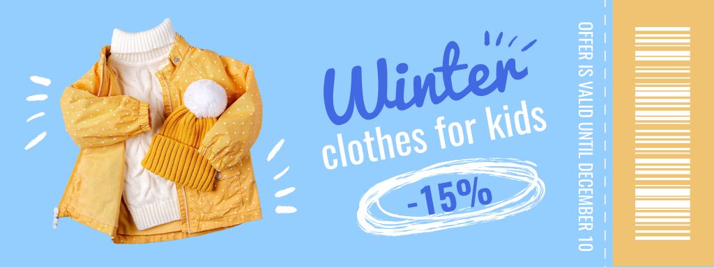 Offer of Winter Clothes for Kids Coupon Design Template
