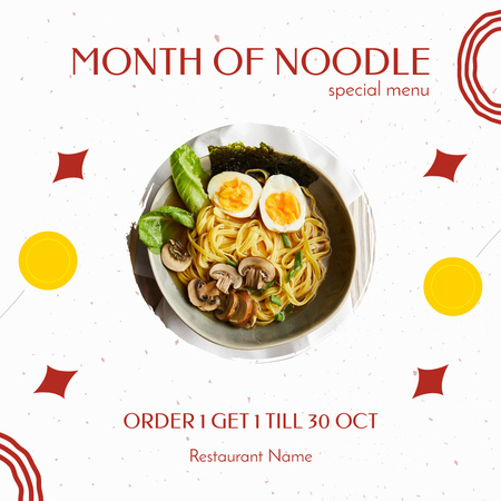 Chinese Noodle Month Announcement Instagram Design Template