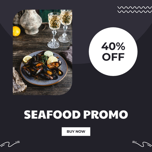 Seafood Restaurant Ad with Offer of Discount Instagram Design Template