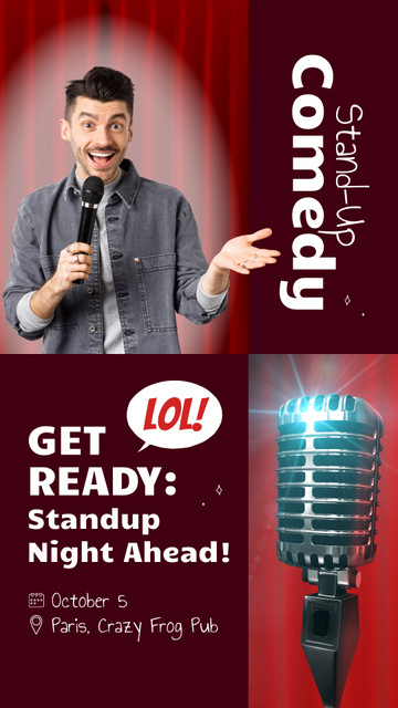 Modèle de visuel Hilarious Comedy Night Event Announcement With Comedian - Instagram Video Story