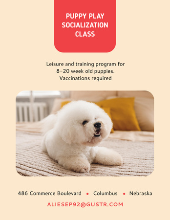 Puppy socialization class with Dog Poster 8.5x11in Design Template