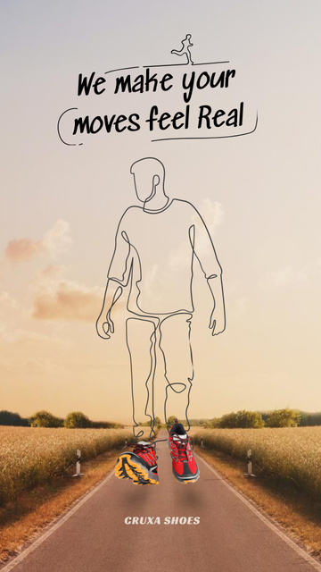 Silhouette of Man walking in comfortable Sneakers Instagram Story – шаблон для дизайна