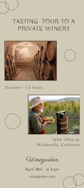 Wine Tasting at Private Winery Invitation 9.5x21cm – шаблон для дизайна