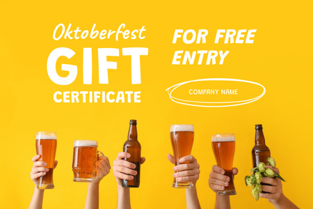 Oktoberfest Celebration Announcement Gift Certificate Šablona návrhu